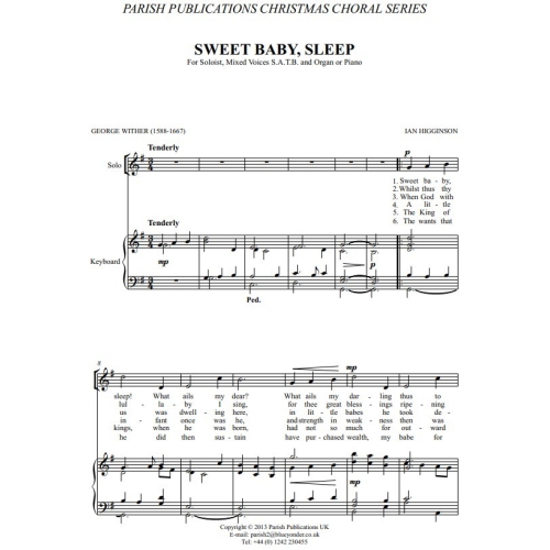 Higginson, Ian - Sweet Baby, Sleep (SATB & Keyboard)