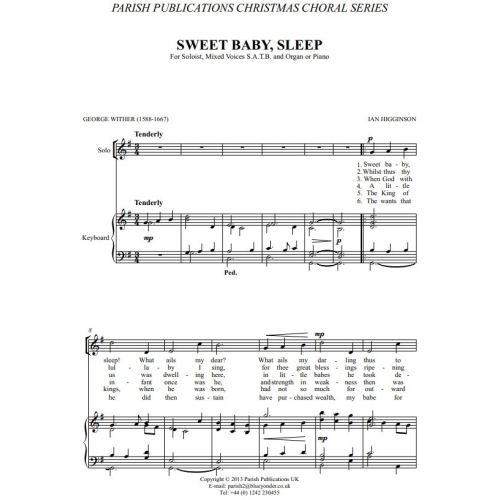 Higginson, Ian - Sweet Baby, Sleep (SATB & Keyboard)