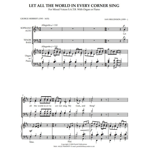 Higginson, Ian - Let All the World (SATB & Keyboard)