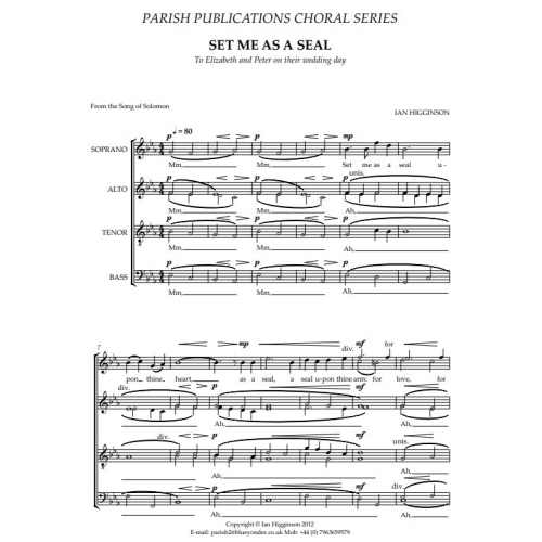 Higginson, Ian - Set Me as a Seal (SATB a cappella)