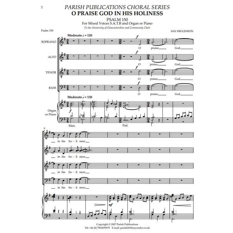 Higginson, Ian - O Praise God in His Holiness (SATB & Keyboard)