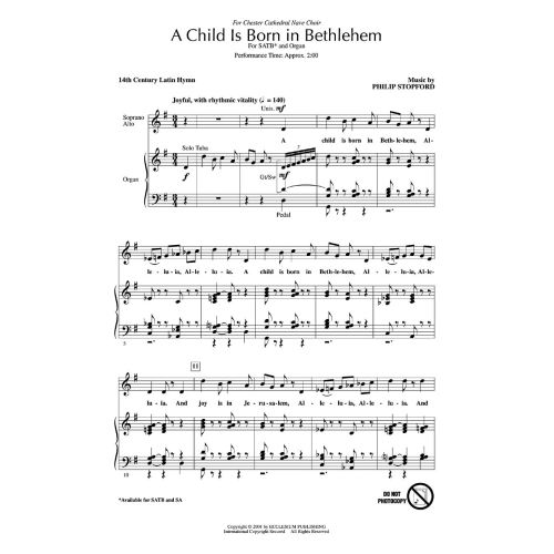 Philip Stopford: A Child Is Born In Bethlehem (SATB)