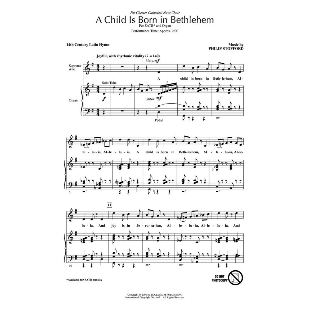 Philip Stopford: A Child Is Born In Bethlehem (SATB)