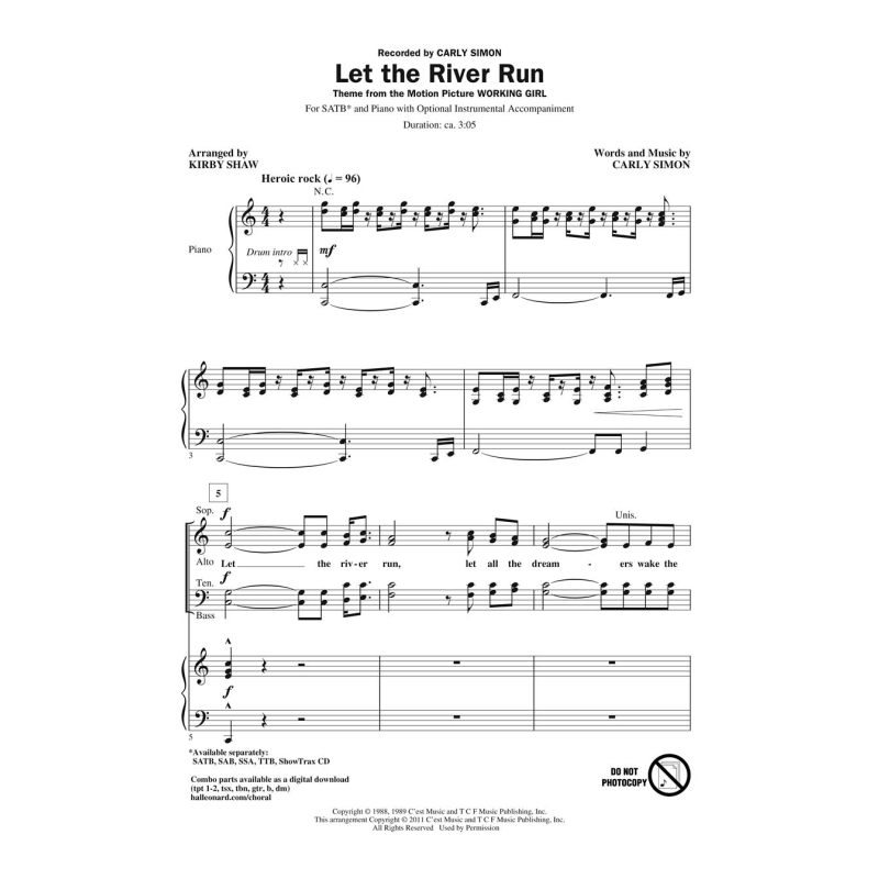 Carly Simon: Let The River Run – SATB