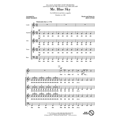 Electric Light Orchestra: Mr. Blue Sky (SATB)