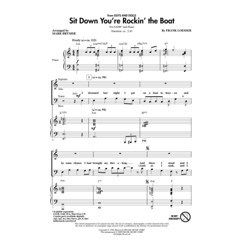 Frank Loesser: Sit Down Youre Rockin The Boat (SATB)