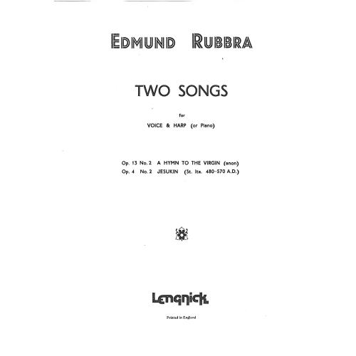 Rubbra, Edmund - Two Songs (Op13/2 & Op4/2)