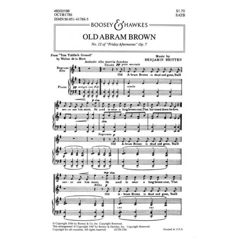 Britten, Benjamin - Friday Afternoons op. 7/12
