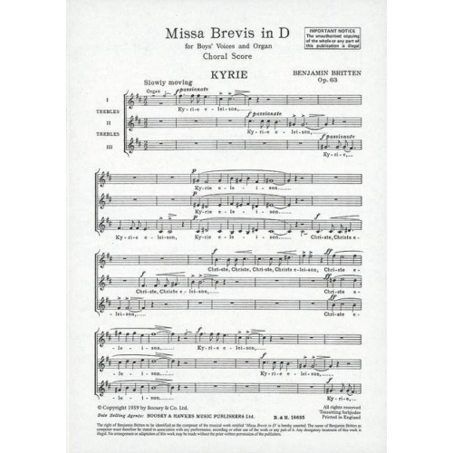 Britten, Benjamin - Missa Brevis in D op. 63 