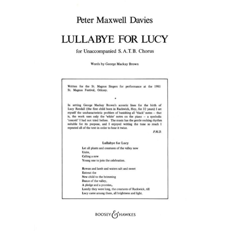 Maxwell Davies, Peter - Lullabye for Lucy