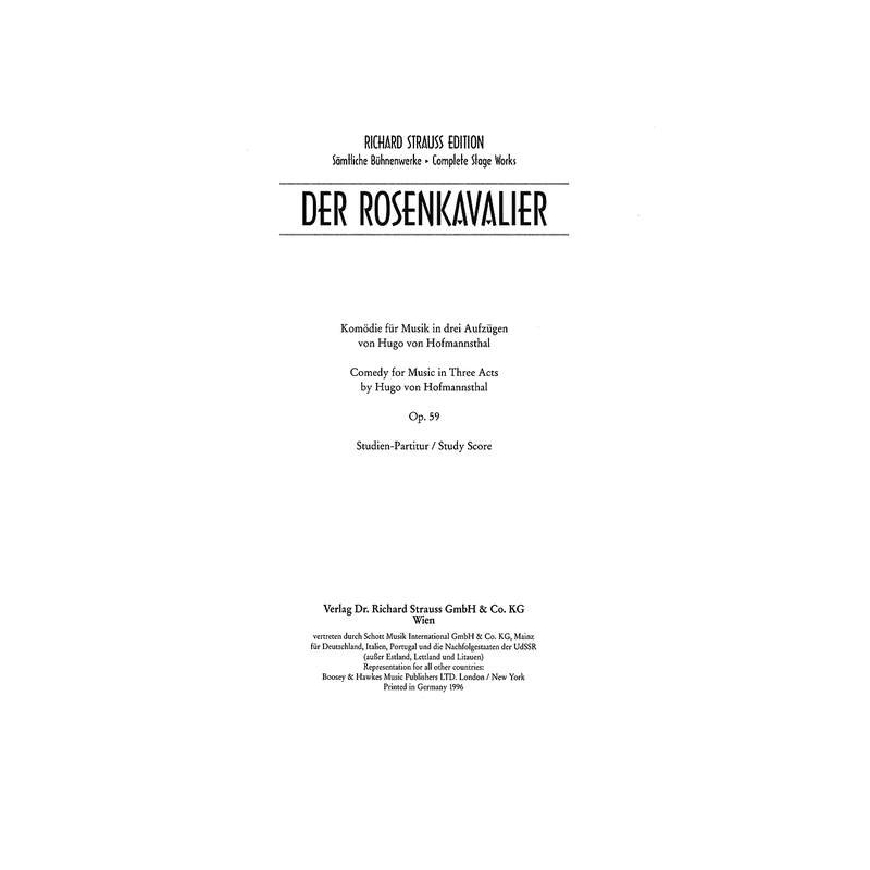 Strauss, Richard - Der Rosenkavalier (The Knight of the Rose) op. 59 