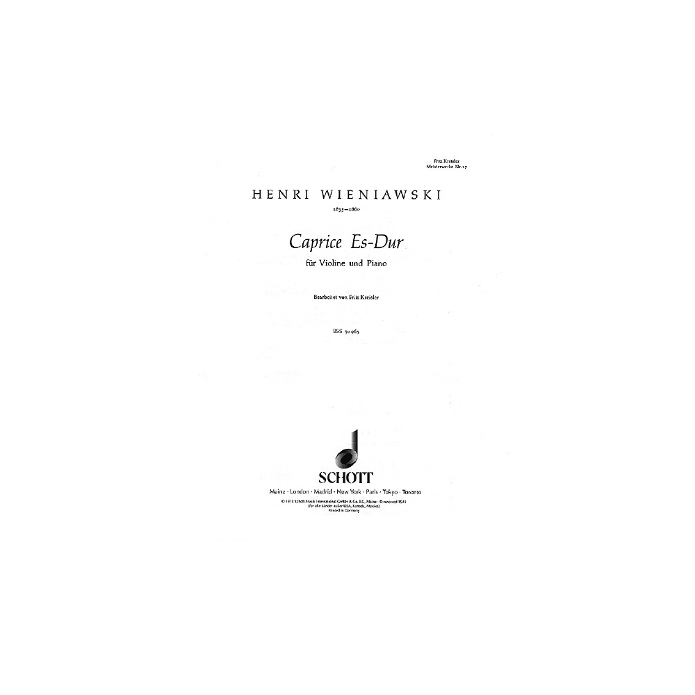 Wieniawski, Henryk - Caprice E flat Major No. 17