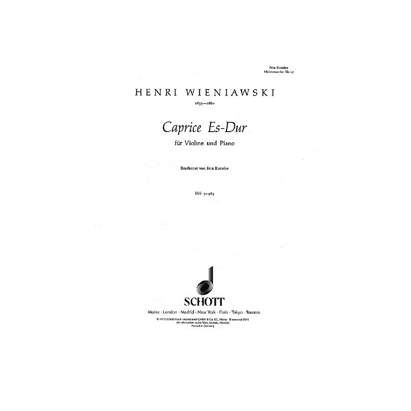 Wieniawski, Henryk - Caprice E flat Major No. 17