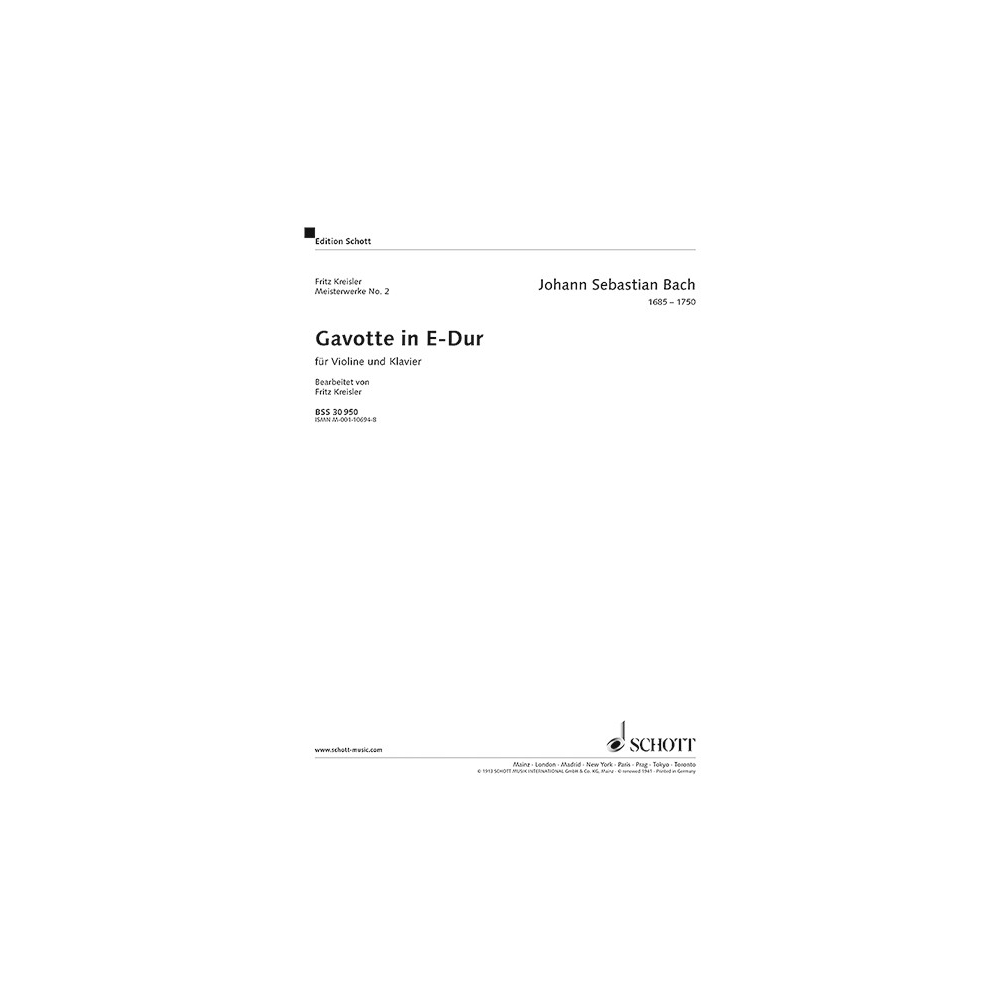 Bach, J.S - Gavotte in E Major BWV 1006 No. 2