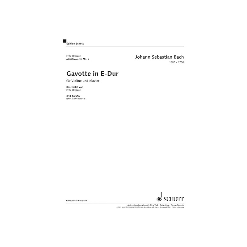 Bach, J.S - Gavotte in E Major BWV 1006 No. 2