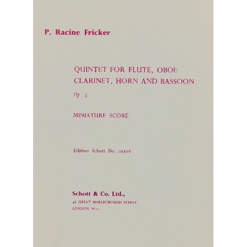Fricker, Peter Racine - Wind Quintet op. 5