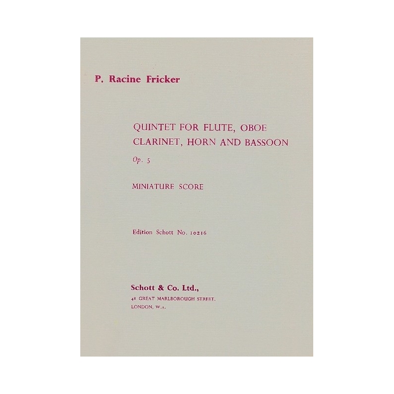 Fricker, Peter Racine - Wind Quintet op. 5
