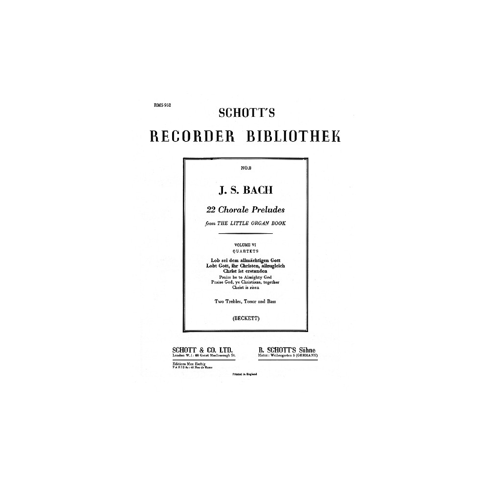Bach, J.S - 22 Chorale Preludes Vol. 6