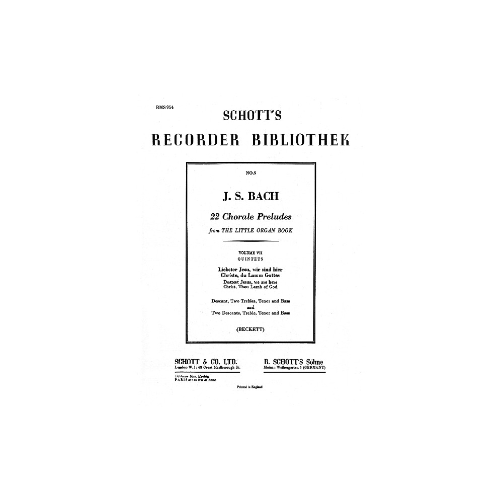 Bach, J.S - 22 Chorale Preludes Vol. 7