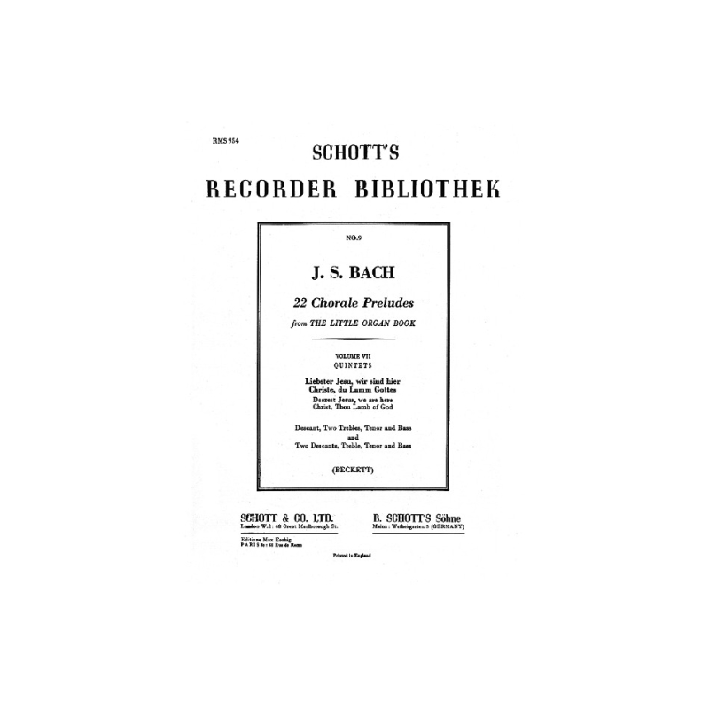 Bach, J.S - 22 Chorale Preludes Vol. 7