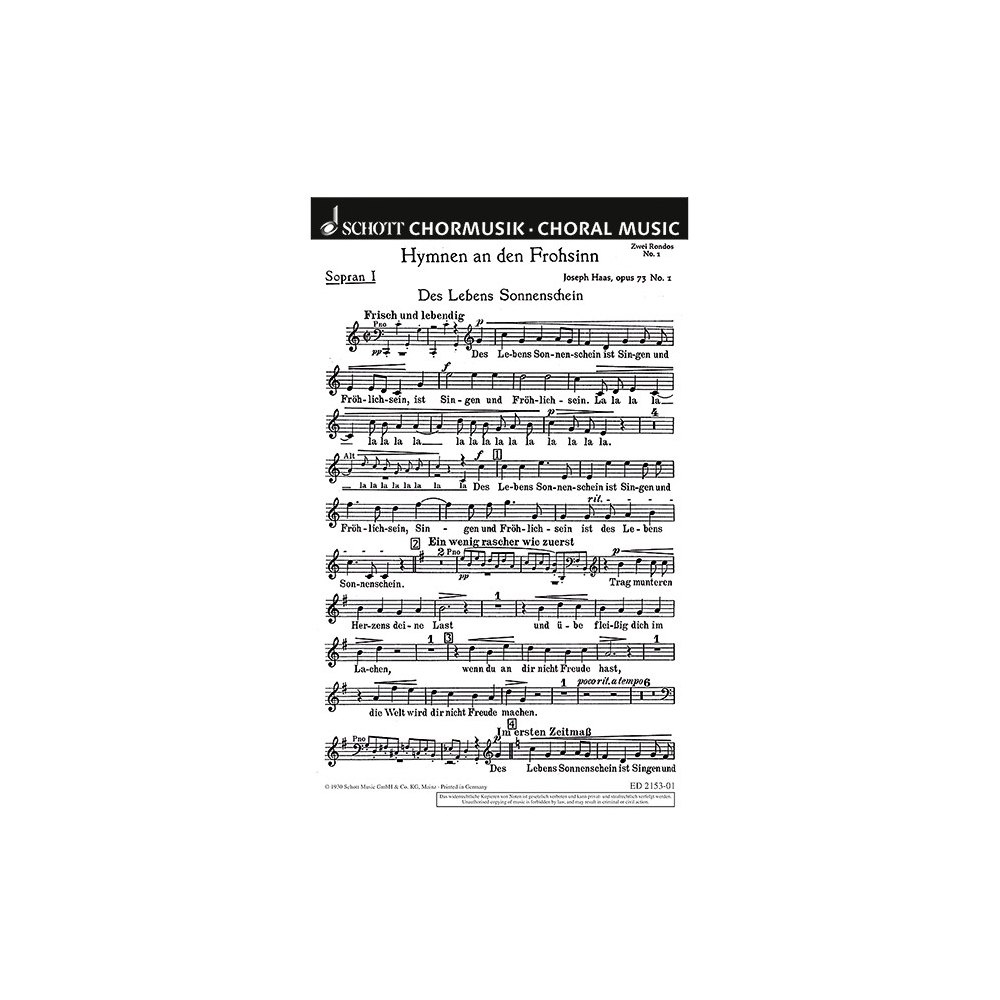 Haas, Joseph - Hymnen an den Frohsinn op. 73 