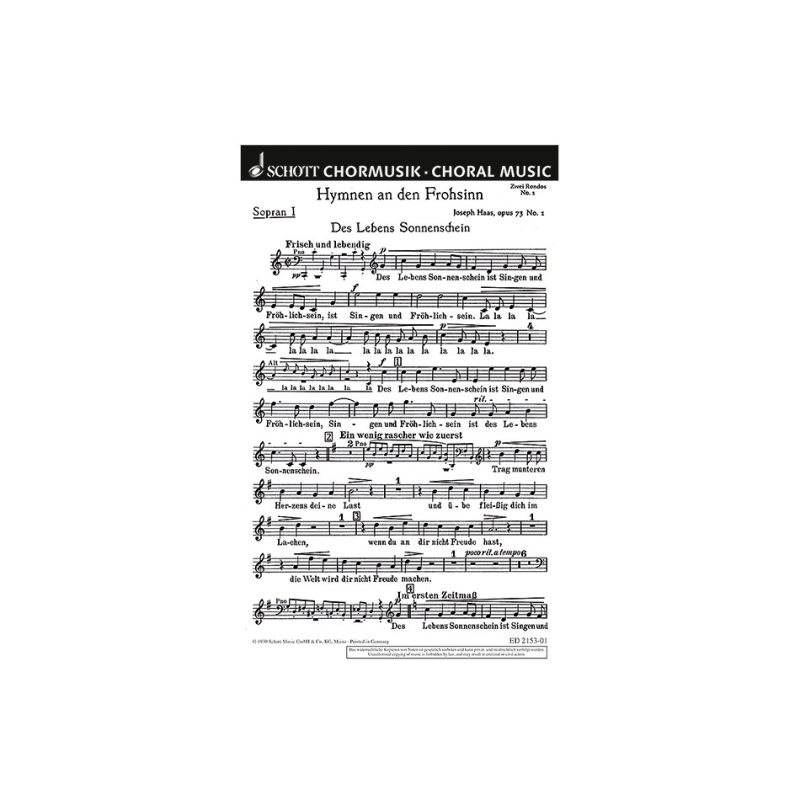 Haas, Joseph - Hymnen an den Frohsinn op. 73