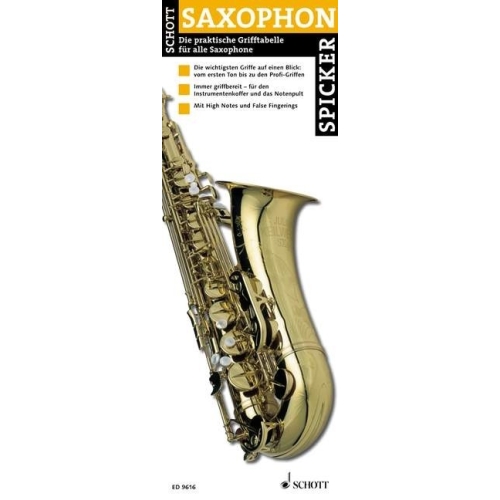 Saxophon-Spicker - Die praktische Grifftabelle für alle Saxophone