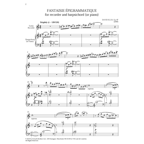 Fantaisie Épigrammatique for Recorder - David Ellis