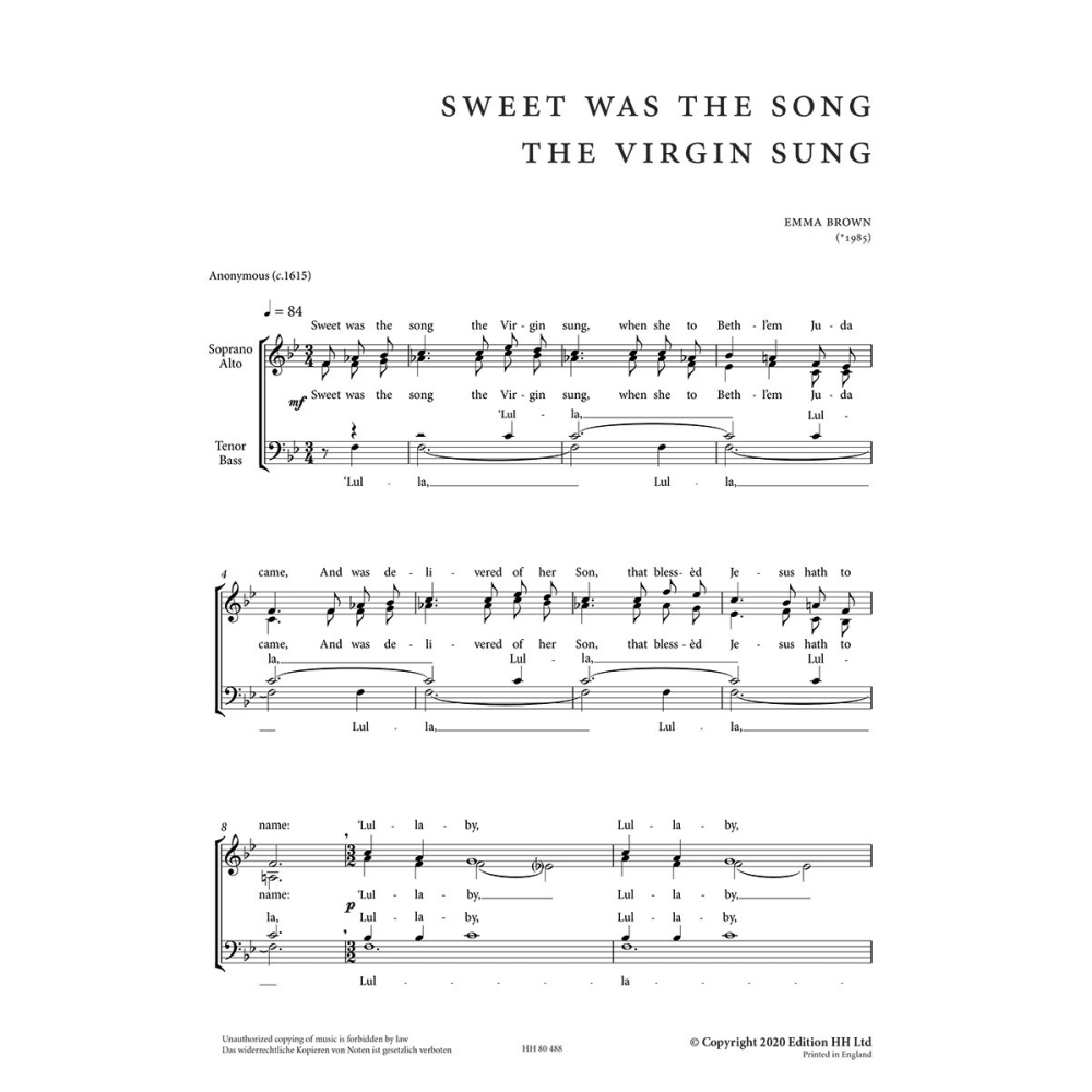 Brown, Emma - Sweet was the Song the Virgin Sung (SATB)