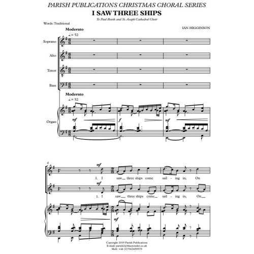 Higginson, Ian - I Saw Three Ships (SATB & Keyboard)