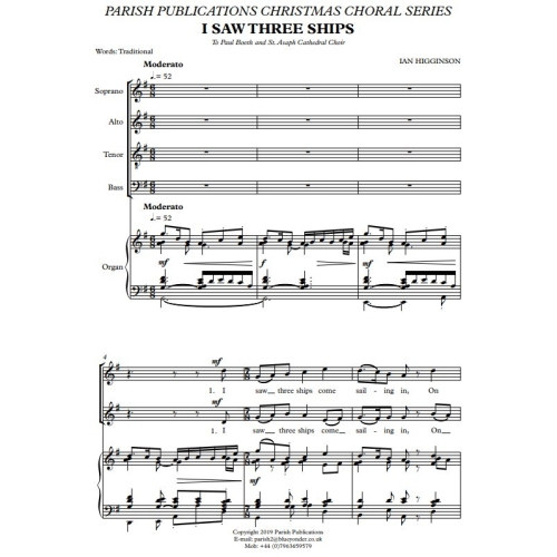 Higginson, Ian - I Saw Three Ships (SATB & Keyboard)