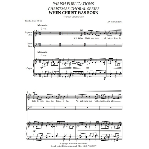 Higginson, Ian - When Christ Was Born of Mary Free (SATB & Keyboard)