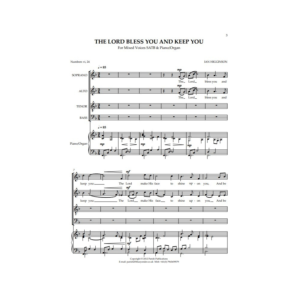 Higginson, Ian - The Lord Bless You and Keep You (SATB & Keyboard)