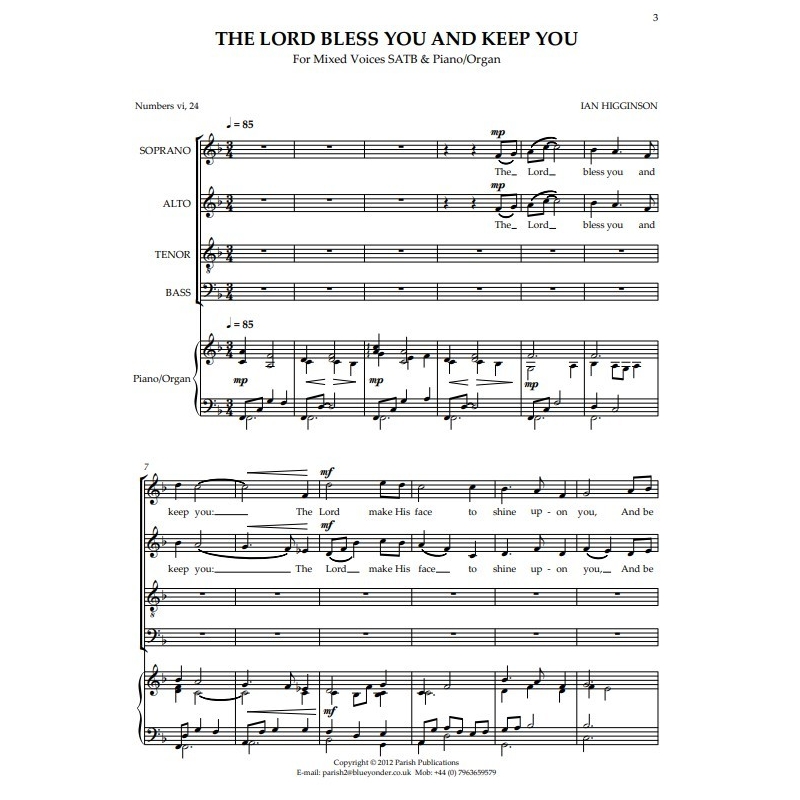 Higginson, Ian - The Lord Bless You and Keep You (SATB & Keyboard)