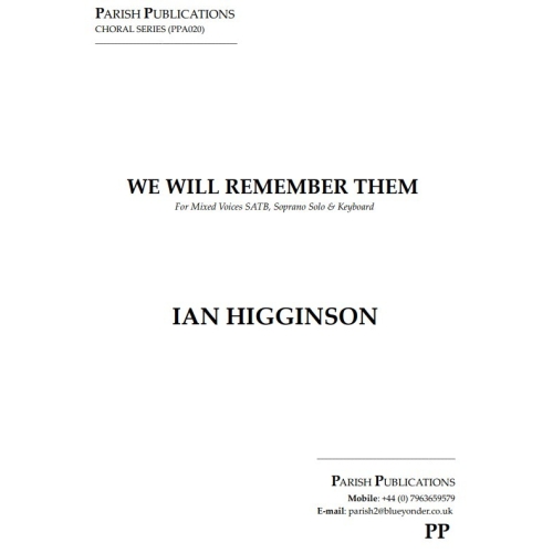 Higginson, Ian - We Will Remember Them (SATB & Keyboard)