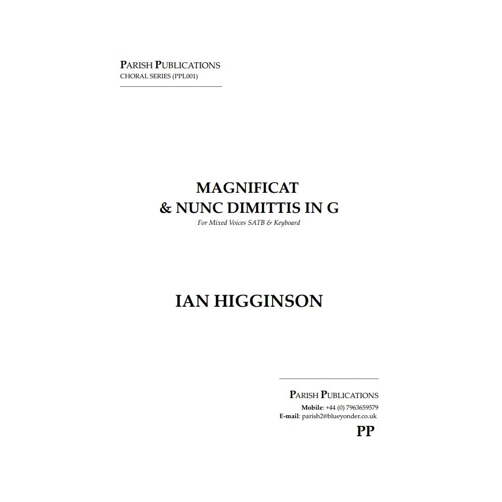 Higginson, Ian - Magnificat & Nunc Dimittis in G Major (SATB & Keyboard)