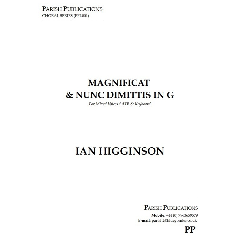 Higginson, Ian - Magnificat & Nunc Dimittis in G Major (SATB & Keyboard)