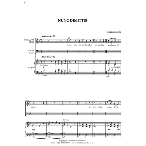 Higginson, Ian - Magnificat & Nunc Dimittis in G Major (SATB & Keyboard)