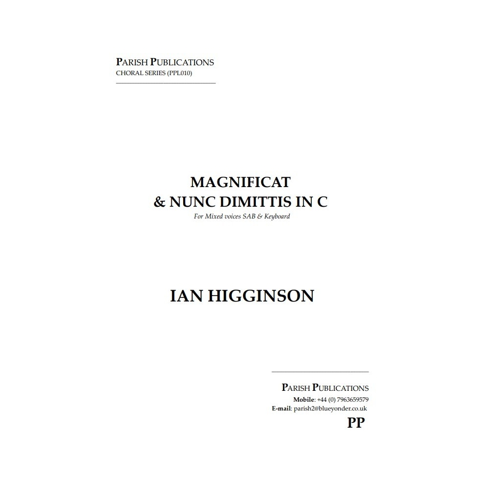 Higginson, Ian - Magnificat & Nunc Dimittis in C Major (SAB & Keyboard)