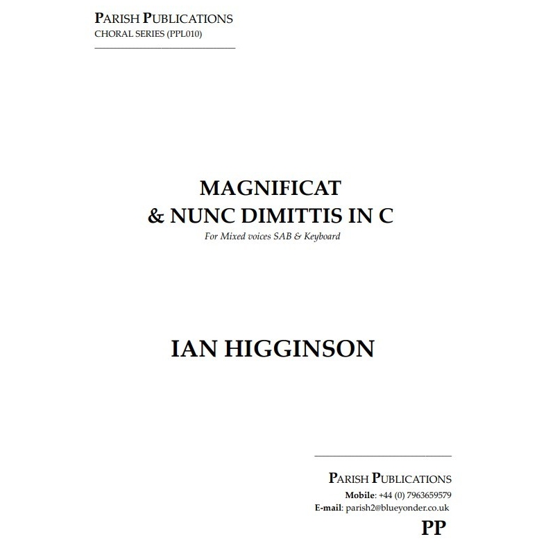 Higginson, Ian - Magnificat & Nunc Dimittis in C Major (SAB & Keyboard)