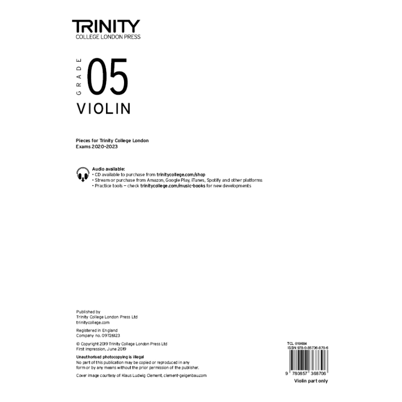 TCL Violin Exam Pieces, Grade Five (2020-23) Part Only