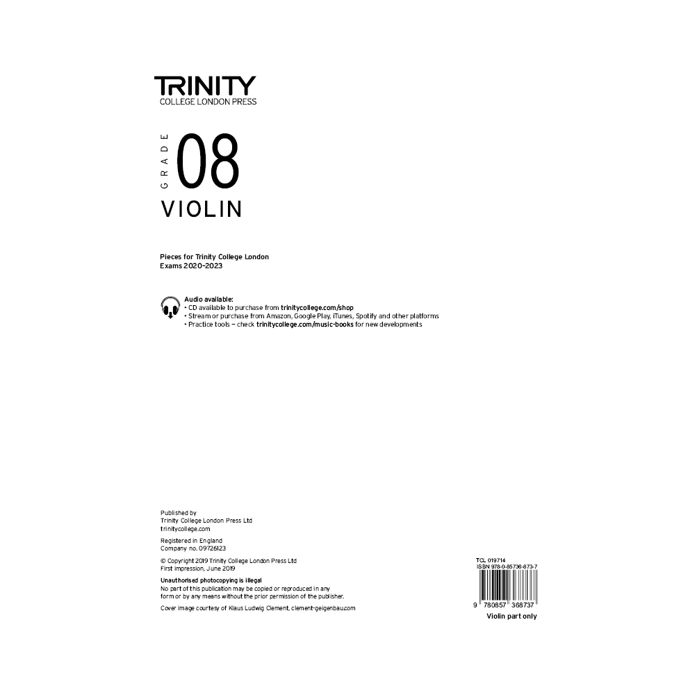 TCL Violin Exam Pieces, Grade Eight (2020-23) Part Only