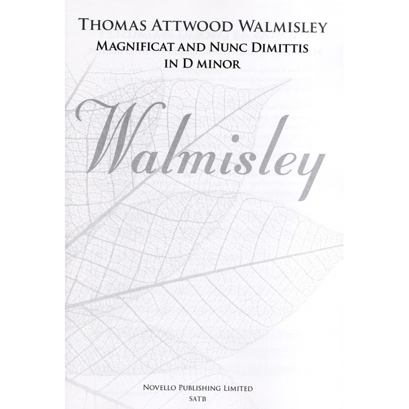 Walmisley, Thomas Attwood - Magnificat And Nunc Dimittis In D Minor