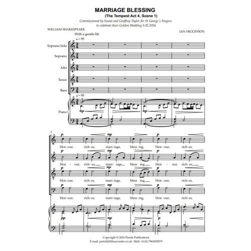 Higginson, Ian - Marriage Blessing (SATB & Keyboard)