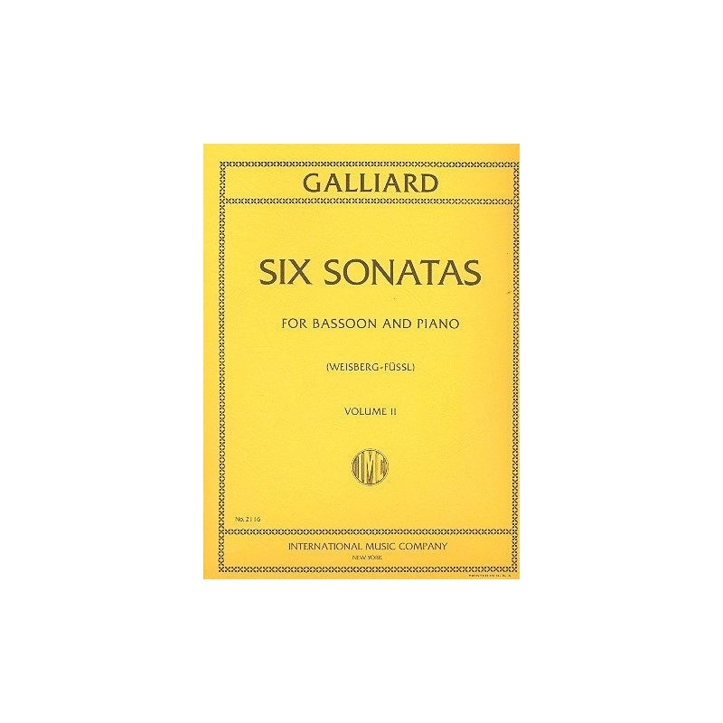 Galliard, Johann Ernst - Six Sonatas Volume 2 for Bassoon and Piano
