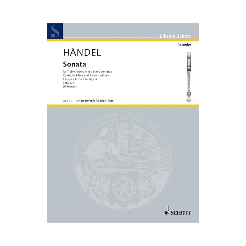 Handel, G F - Sonata no.11 in F major, HWV369, Op. 1 No. 11 for Treble Recorder