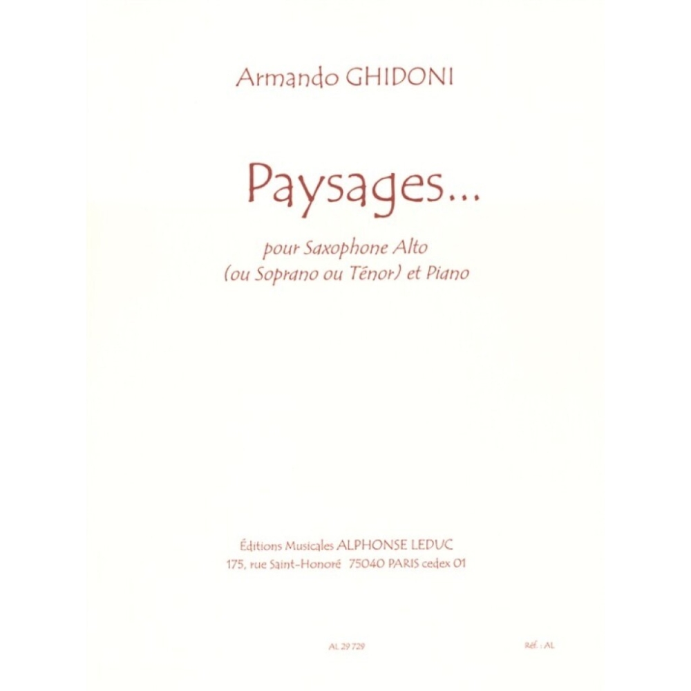 Ghidoni, Armando - Paysages for Saxophone and Piano