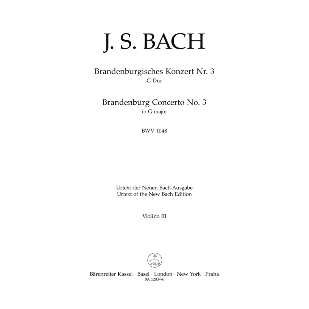 Brandenburg Concerto No. 3 in G (BWV 1048) Violin III - Johann Sebastian Bach / Johann Sebastian Bach