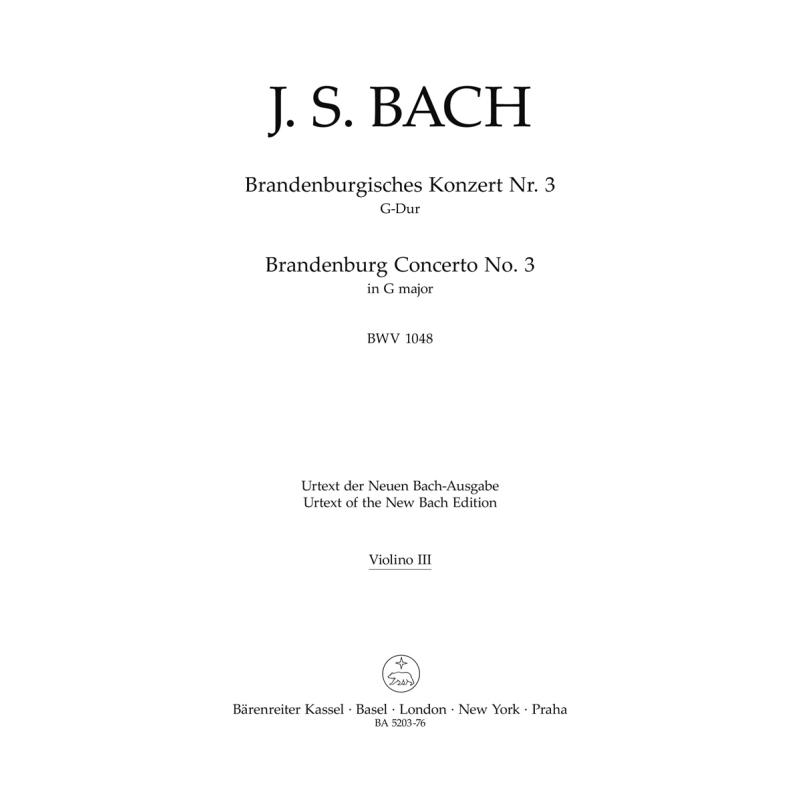 Brandenburg Concerto No. 3 in G (BWV 1048) Violin III - Johann Sebastian Bach / Johann Sebastian Bach