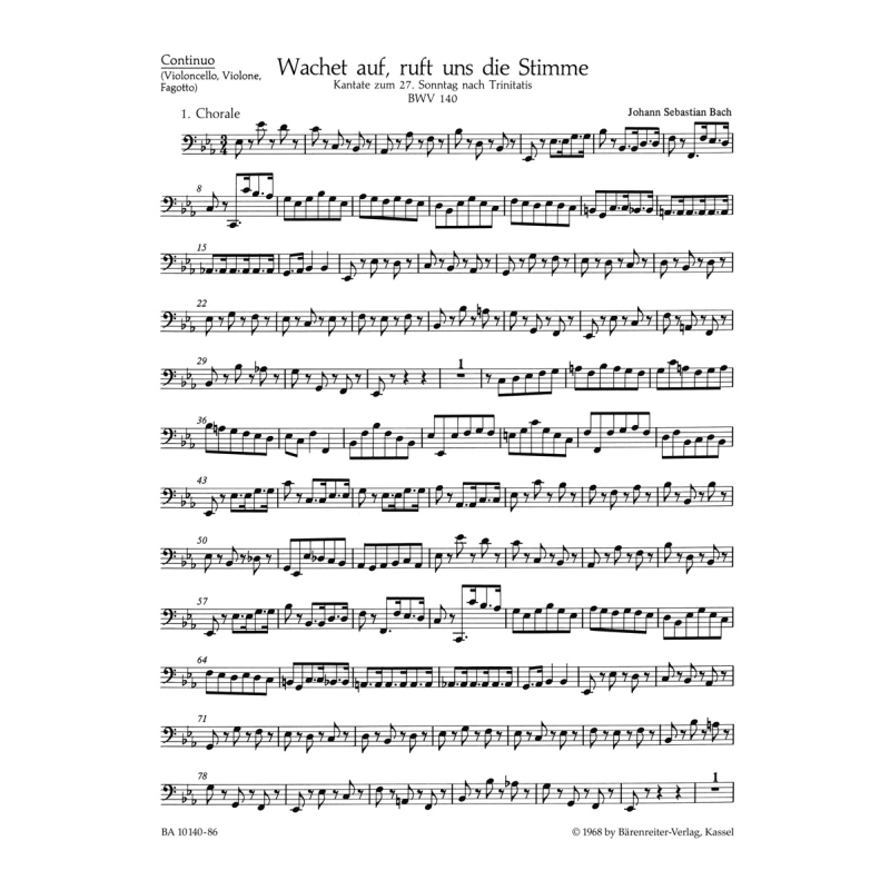 Cantata No. 140: Wachet Auf, Ruft Uns Die Stimme (BWV 140) Cello/Double Bass - Johann Sebastian Bach / Johann Sebastian Bach